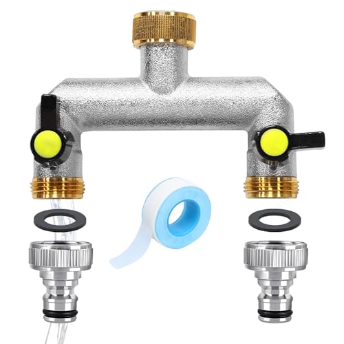 2 Wege Verteiler Wasser 3/4 zoll, Wasserhahn Wasserverteiler Messing, Wasserhahn Verteiler 2 Fach, Wasserhahn Wasserverteiler mit Kugelhahn zum Einstellen und Absperren des Wasserflusses von ZHAO GE