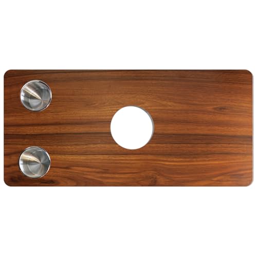 Ponton-Tischplatte, 39,5×79,5cm Große RV-Massivholzplatte, Abnehmbare Tragbare Tabletop mit Mittelloch und 2 Getränkehaltern(Brown) von ZHAOBEIK