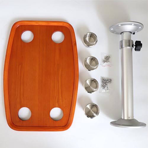 ZHAOBEIK Abnehmbarer Wohnmobiltische, Wohnmobil Klapptisch Camping, Arbeitsplatten aus Massivholz, mit 4 Tassenfächern, 40×60cm, für Wohnwagen(Orange) von ZHAOBEIK