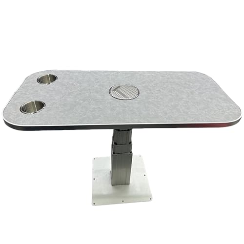 ZHAOBEIK Anhebbarer Wohnmobil Tisch, Wohnmobiltische mit 2 Tassenschlitzen, Höhenverstellbarem Bein aus Aluminiumlegierung, für Wohnwagen(Gray) von ZHAOBEIK