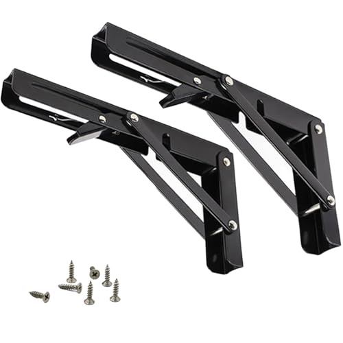 ZHAOBEIK Klappbare Regalhalterungen, RV-Tischbein Klappbar, 2-Teilige Zusammenklappbare Dreieckige Regalhalterung, Platzsparend(17x50cm/6.7x19.7in) von ZHAOBEIK