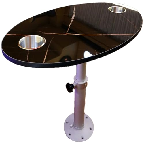ZHAOBEIK Wohnmobil-Esstisch, Ovaler Wohnmobil Camping Tisch, Einstellbare Höhe 55,5–72cm, 40kg Maximale Belastung, Mit 2 Getränkehaltern von ZHAOBEIK