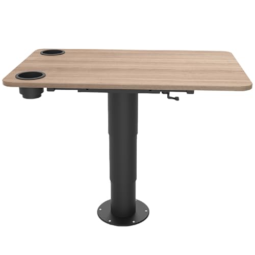 ZHAOBEIK Wohnmobiltische, Wohnmobil Tisch mit Pneumatischem Lift, 4-Wege-Verschiebbarkeit, mit Zwei Becherschlitzen, für Wohnwagen(Yellow) von ZHAOBEIK