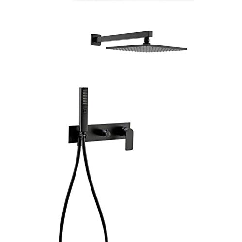 Duscharmatur Set, Messing Schwarz Matt Badarmatur 2 Funktionen Doppelschalter Warm- und Kaltwasser Verdecktes Regenduschsystem mit Duschkopf und Du Duscharmatur Set, Messing Schwarz Matt Badarmatur 2 Funktionen Doppelschalter Warm- und Kaltwasser Verdecktes Regenduschsystem mit Duschkopf und Du von ZHAOHUAN