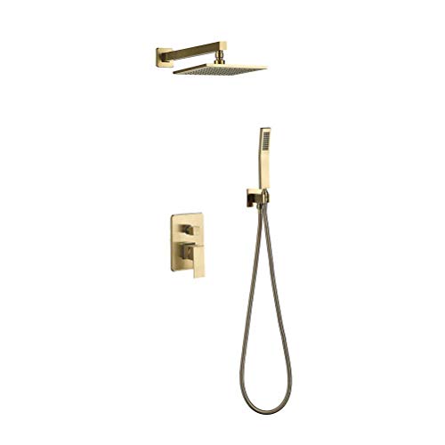 Duschsystem mit Duschkopf Brauseschlauch Brauseset Brausegarnitur Messing Gebürstet Duschset Rianfall Duschkopf Duscharmatur Wandmontage Duscharm (Enthält Wasserhahn, Körper Duschsystem mit Duschkopf Brauseschlauch Brauseset Brausegarnitur Messing Gebürstet Duschset Rianfall Duschkopf Duscharmatur Wandmontage Duscharm (Enthält Wasserhahn, Körper von ZHAOHUAN