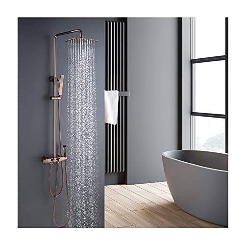 Regenduschsystem Duschset Thermostat Duschset Rosegold wandmontierte Badarmatur mit Regenduschkopf Handbrause Badewannenarmatur Wannenarmatur Brausekopf von ZHAOHUAN
