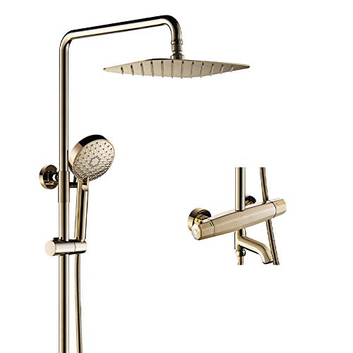 Regenduschsystem Duschsystem Thermostatische Duschkombination Set Gold Duscharmatur Wandmontage mit Regenduschkopf Multifunktions-Handbrause Ba Wasserhahn von ZHAOHUAN