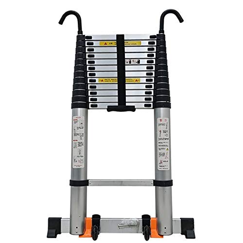 Teleskopleiter Teleskopleiter Mehrzweckleiter Ausziehbare Leiter Teleskopleiter Teleskop Ausziehbare Leitern mit Drehbaren Haken, Aluminium Tragbare Dachboden Teleskopleiter mit Stabilisierung von ZHAOHUAN