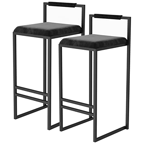 ZHAOHUAN Barhocker 2er-Set, Barhocker in Thekenhöhe mit Fußstütze aus Metall und Sitzfläche für die Bar mit Rückenlehne, einfache Montage, für Frühstück und Zuhause von ZHAOHUAN
