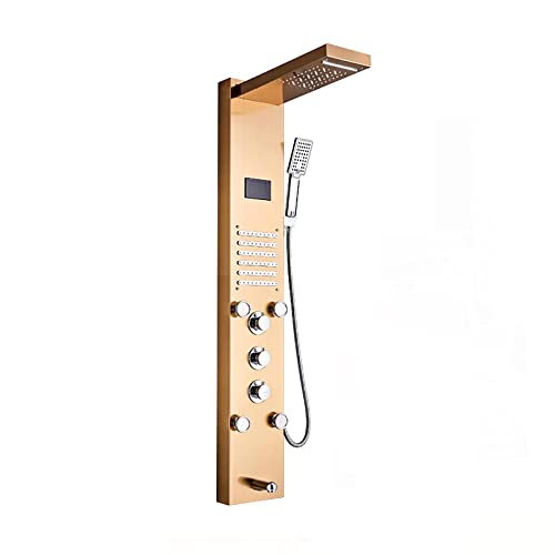 ZHAOHUAN Duschpaneel Turmsystem Digitalanzeige Duschsäule Edelstahl Duschpaneelsystem Duschsystem mit LED Duschkopf Handbrause Körperdüsen Wannenauslauf Schwarz von ZHAOHUAN