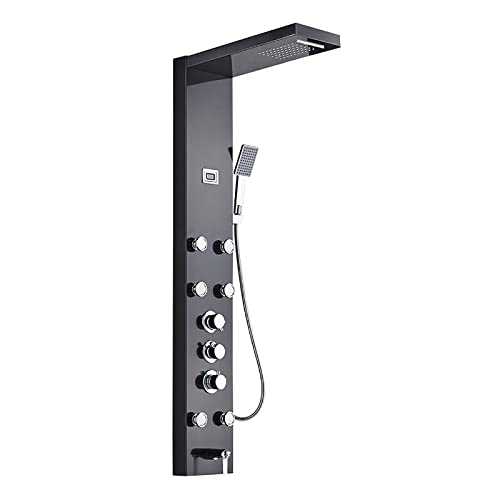 ZHAOHUAN Duschsäulensystem mit digitalem Display, thermostatisches Duschsystem mit Duschkopf, Handbrause, Körperstrahlen, Badewannenauslauf, gebürstetes Nickel B von ZHAOHUAN