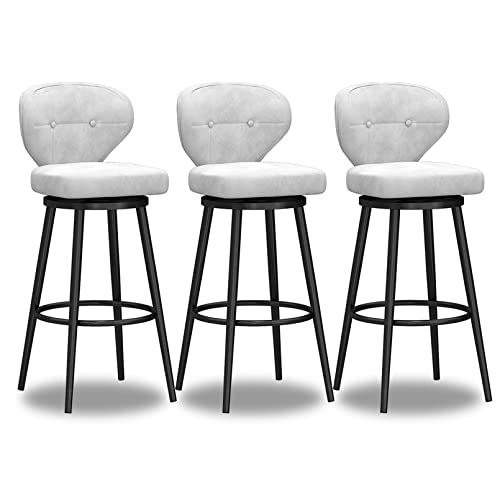 ZHAOHUAN Thekenhocker 3er Set, Moderne Barhocker mit Rückenlehne, Samt Pub Hocker Thekenhöhe Stühle Drehstühle für, Sitzhöhe 75cm, Blau von ZHAOHUAN
