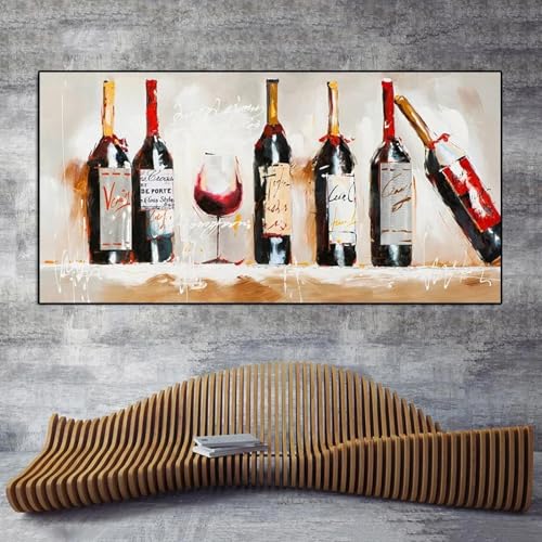 Abstrakte Kunst, Rotweinbecher, Poster und Drucke, Aquarell, Weinflasche, Leinwandbild, Wandkunst, Bild, Restaurantdekor, Gemälde, 60 x 120 cm, rahmenlos Abstrakte Kunst, Rotweinbecher, Poster und Drucke, Aquarell, Weinflasche, Leinwandbild, Wandkunst, Bild, Restaurantdekor, Gemälde, 60 x 120 cm, rahmenlos von ZHAOLIN