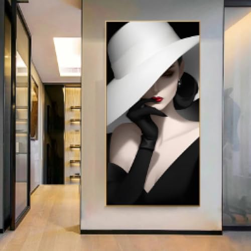 ZHAOLIN Modische Frau mit Hut, Poster, rote Lippen, moderne Heimdekoration, Leinwanddrucke, Wandbild für Wohnzimmer, Eingangsbereich, Gemälde, 40 x 80 cm, rahmenlos ZHAOLIN Modische Frau mit Hut, Poster, rote Lippen, moderne Heimdekoration, Leinwanddrucke, Wandbild für Wohnzimmer, Eingangsbereich, Gemälde, 40 x 80 cm, rahmenlos von ZHAOLIN