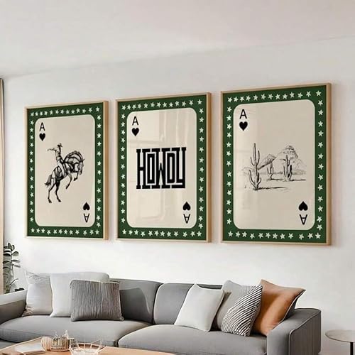 ZHAOLIN Western-Cowboy-Poster, Leinwanddruck, grüner Cowboy, Kaktus, Howdy, minimalistische Wandkunst, ästhetisches Dekorgemälde für Wohnheim, Wohnung (50 x 70 x 3 cm/rahmenlos) von ZHAOLIN