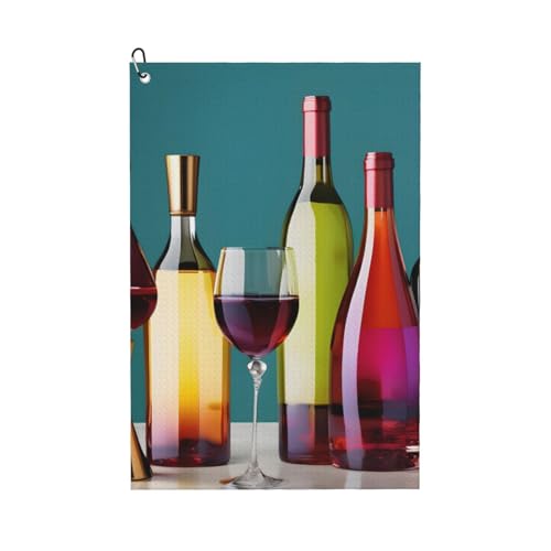 ZHAOLQ Cocktail-Gläser und Weinflaschenloser Druck, Golf-Handtuch, schnelltrocknend, Schweißhandtücher, Outdoor-Sport, Yoga, Strand, Fitnessstudio, Reisen, Männer und Frauen von ZHAOLQ