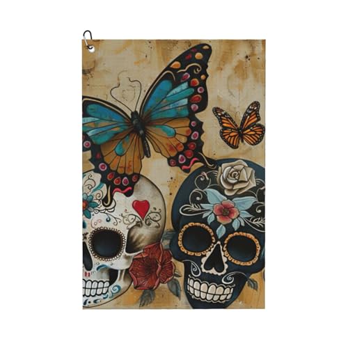 ZHAOLQ Golf-Handtuch, Motiv: Sugar Skulls und Schmetterling, schnell trocknend, Schweißhandtücher, Outdoor, Sport, Yoga, Strand, Fitnessstudio, Reisen, Herren und Damen ZHAOLQ Golf-Handtuch, Motiv: Sugar Skulls und Schmetterling, schnell trocknend, Schweißhandtücher, Outdoor, Sport, Yoga, Strand, Fitnessstudio, Reisen, Herren und Damen von ZHAOLQ