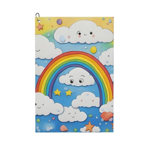ZHAOLQ Golf-Handtuch, schnelltrocknend, Motiv: Regenbogenwolken, Regentropfen-Druck, für Outdoor-Sport, Yoga, Strand, Fitnessstudio, Reisen, Herren und Damen ZHAOLQ Golf-Handtuch, schnelltrocknend, Motiv: Regenbogenwolken, Regentropfen-Druck, für Outdoor-Sport, Yoga, Strand, Fitnessstudio, Reisen, Herren und Damen von ZHAOLQ
