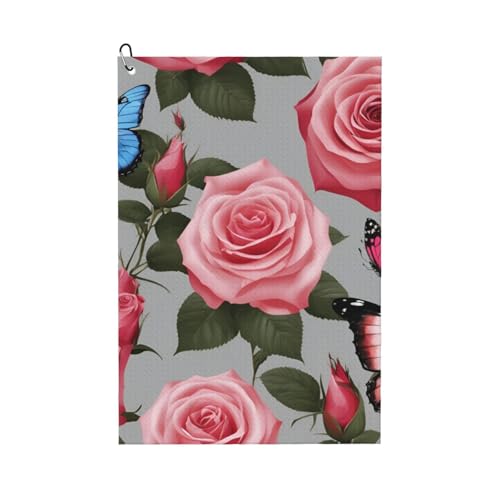 ZHAOLQ Golf-Handtuch mit Blumen-Rosen- und Schmetterlings-Aufdruck, schnell trocknend, Schweißhandtücher, Outdoor, Sport, Yoga, Strand, Fitnessstudio, Reisen, Herren und Damen ZHAOLQ Golf-Handtuch mit Blumen-Rosen- und Schmetterlings-Aufdruck, schnell trocknend, Schweißhandtücher, Outdoor, Sport, Yoga, Strand, Fitnessstudio, Reisen, Herren und Damen von ZHAOLQ