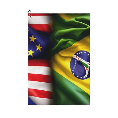 ZHAOLQ Golf-Handtuch mit amerikanischer und brasilianischer Flagge, schnelltrocknend, Schweißhandtücher, Outdoor-Sport, Yoga, Strand, Fitnessstudio, Reisen, Herren und Damen ZHAOLQ Golf-Handtuch mit amerikanischer und brasilianischer Flagge, schnelltrocknend, Schweißhandtücher, Outdoor-Sport, Yoga, Strand, Fitnessstudio, Reisen, Herren und Damen von ZHAOLQ