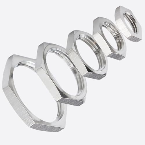 ZHAOMEI Innengewinde, Sechskant-Sicherungsmutter, Rohrverschraubung, Edelstahl 304, sechseckige, dünne Mutter Silver M24×1.5 (3Pcs) von ZHAOMEI