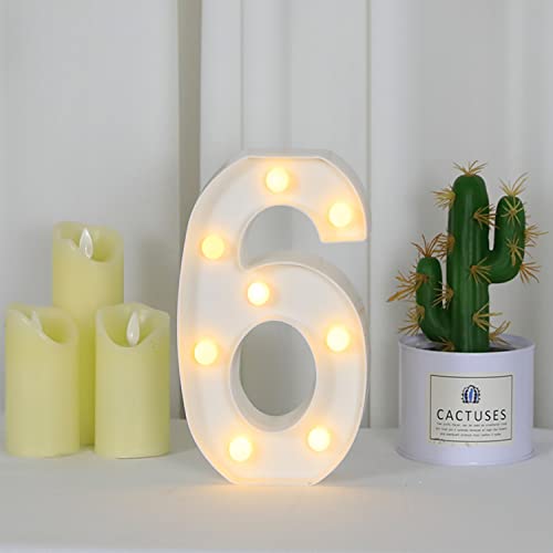 ZHAOMIMI LED Aufleuchten Nummer, Dekorativ Lampe Schild für Nachtlicht, Hochzeit, Geburtstag, Party, Weihnachten, Hausbar, Dekoration (6) von ZHAOMIMI