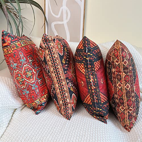 ZHAOMIMI 4er Set Dekorativ Kissenhülle Baumwolle Kissenbezug Doppelseitiges Muster Östlich Böhmen Dekokissen Sofakissen für Couch, Auto, Schlafzimmer 45x45 cm von ZHAOMIMI