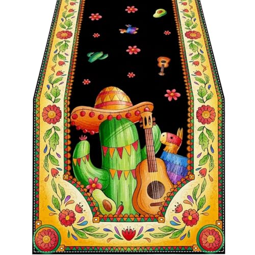 Tischläufer Modern Buntes Thema Zuhause Wohnzimmer Eingangsbereich Staubdichte Kommode Tischläufer Urlaub Party Abendessen Dekoration Zubehör(200x33cm 78x13inch) von ZHAOQIN