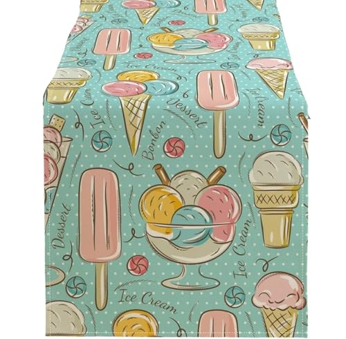 Tischläufer Modern Korallenroter Seestern-Tischläufer for den Sommer, saisonale Frühlingsdekoration for Küchen- und Esstisch, for Zuhause, Party-Dekoration(4,33X183CM_Other) von ZHAOQIN