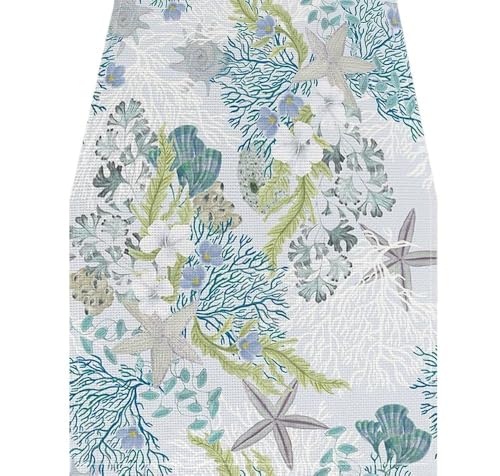 Tischläufer Modern Korallenroter Seestern-Tischläufer for den Sommer, saisonale Frühlingsdekoration for Küchen- und Esstisch, for Zuhause, Party-Dekoration(5,33X183CM_Other) von ZHAOQIN