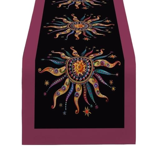 Tischläufer Modern Tischfahnen im Stil der abstrakten Sonne, for Küche, Tischdekoration for drinnen und draußen, Zuhause, Party-Dekoration(0411 (2),180-33cm 78-13inch) von ZHAOQIN