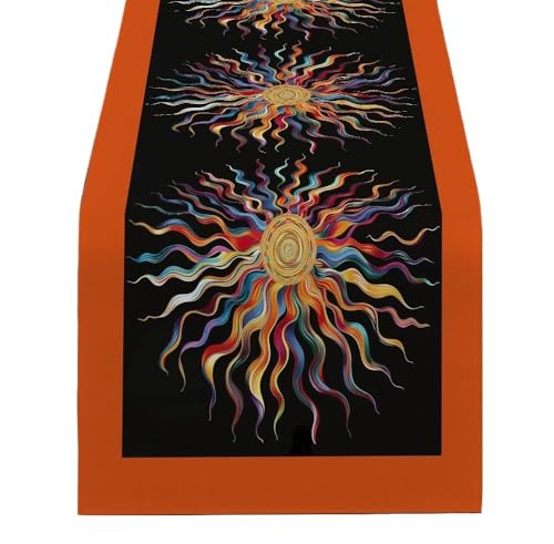 Tischläufer Modern Tischfahnen im Stil der abstrakten Sonne, for Küche, Tischdekoration for drinnen und draußen, Zuhause, Party-Dekoration(0411 (4),180-33cm 78-13inch) von ZHAOQIN