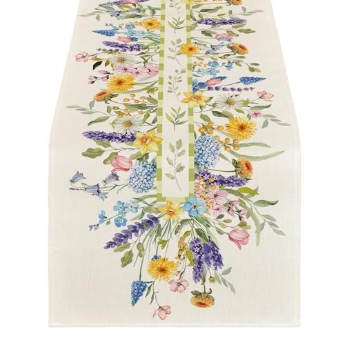 Tischläufer Modern Tischläufer mit Blumenmotiv „Lavendel“ for den Sommer, saisonale Feiertage, Dekoration for Küchen- und Esstisch for Zuhause, Partys im Innenbereich, 33 x 182,9 cm(1) von ZHAOQIN
