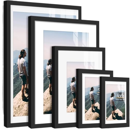 ZHAOQIN Bilderrahmen 1 Stück Mattschwarzer Wandgalerie-Bilderrahmen, 12x16/11x14/8x10/5x7/4x6 Zoll, Inklusive Matte, Wandbehang-Fotorahmen(3pcs 5x7 inches) von ZHAOQIN
