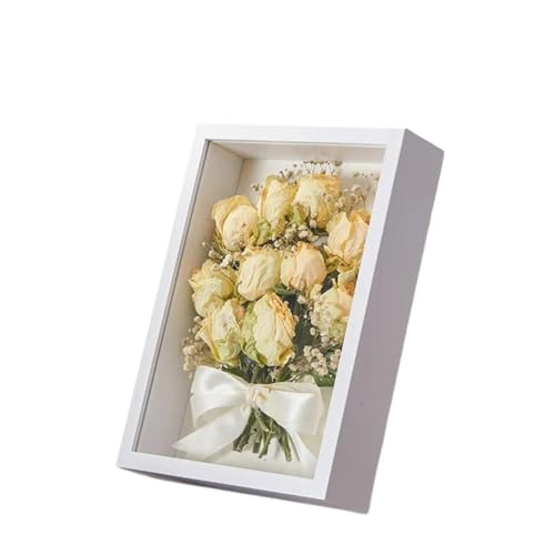 ZHAOQIN Bilderrahmen Holz Schattenbox Rahmen Dekorativer rustikaler Tischplatten-Wandbehang Schattenbox for Erinnerungsstücke Kunsthandwerk Medaillen DIY Geschenke Dekor(White) von ZHAOQIN