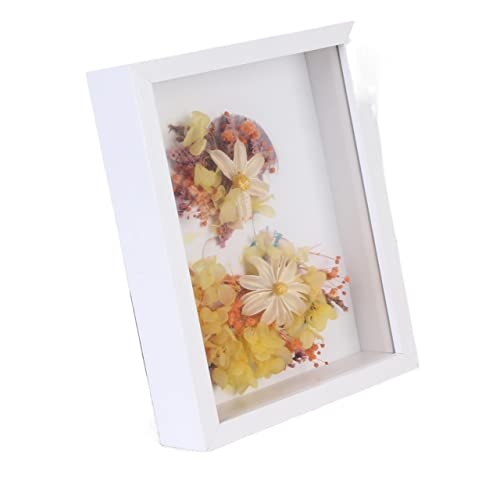 ZHAOQIN Bilderrahmen Mehrzweck-Tiefer 3D-Rahmen for getrocknete Blumen, Holz-Fotorahmen, 3 cm Tiefe, Schattenbox, Bildprobenhalter, Wanddekoration(White,7inch (13x18cm)) von ZHAOQIN