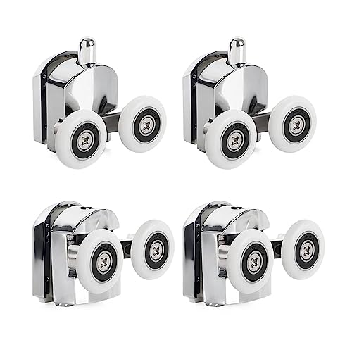 ZHAOQIN Duschkabine Rollen 4 Teile/Satz Duschtür Rollen Runner 23mm/25mm Zink-Legierung Doppel-Räder Ersatz Schiebe Dusche Tür Rollenlager Rad(23mm 2top 2bottom,23mm) von ZHAOQIN