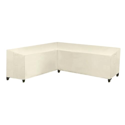 ZHAOQIN GartenmöBel Abdeckung Beige Outdoor L-förmige Ecksofa-Abdeckung, wasserdichte Möbelabdeckung, V-förmige Sofa-Tisch-Stuhl-Schutzhülle(286x286x82cm) von ZHAOQIN