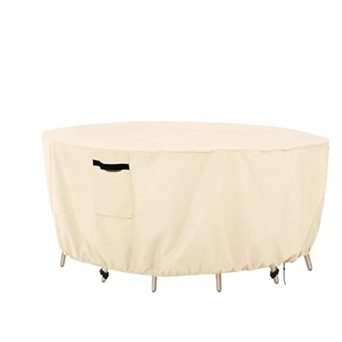 ZHAOQIN GartenmöBel Abdeckung Runde Outdoor-Tischabdeckung, Gartenmöbel-Abdeckung, Stuhl-Set, Staubschutz, wasserdichter Oxford-Schutz, Regen und Schnee(Beige,188x84cm) von ZHAOQIN