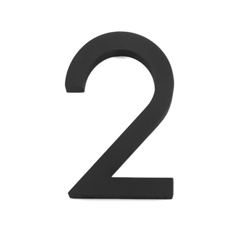ZHAOQIN Hausnummer 152 mm schwimmende Hausnummern-Straßenschild-Schilder for den Außenbereich, große Schwarze Acryl-Türnummern for Wohnungshof-Briefkasten 0-9(Number 2) von ZHAOQIN