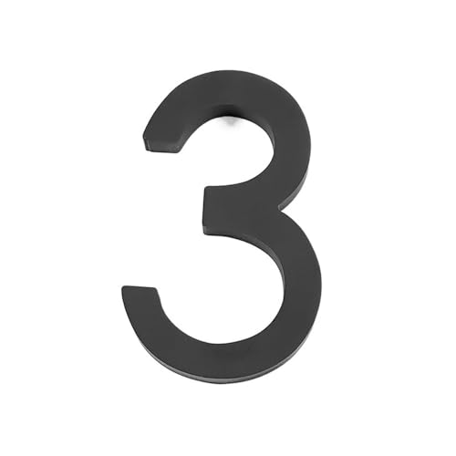 ZHAOQIN Hausnummer 152 mm schwimmende Hausnummern-Straßenschild-Schilder for den Außenbereich, große Schwarze Acryl-Türnummern for Wohnungshof-Briefkasten 0-9(Number 3) von ZHAOQIN