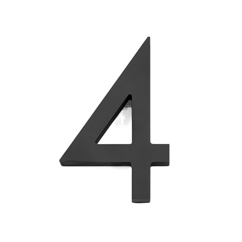 ZHAOQIN Hausnummer 152 mm schwimmende Hausnummern-Straßenschild-Schilder for den Außenbereich, große Schwarze Acryl-Türnummern for Wohnungshof-Briefkasten 0-9(Number 4) von ZHAOQIN