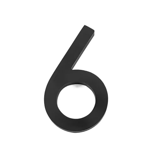 ZHAOQIN Hausnummer 152 mm schwimmende Hausnummern-Straßenschild-Schilder for den Außenbereich, große Schwarze Acryl-Türnummern for Wohnungshof-Briefkasten 0-9(Number 6) von ZHAOQIN