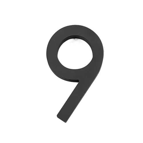 ZHAOQIN Hausnummer 152 mm schwimmende Hausnummern-Straßenschild-Schilder for den Außenbereich, große Schwarze Acryl-Türnummern for Wohnungshof-Briefkasten 0-9(Number 9) von ZHAOQIN
