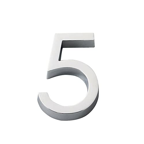 ZHAOQIN Hausnummer Türschild mit Hausnummer, selbstklebend, for den Außenbereich, Hotelzimmernummer, schwarzes Briefkasten-Toilettenschild(Silver 5) von ZHAOQIN