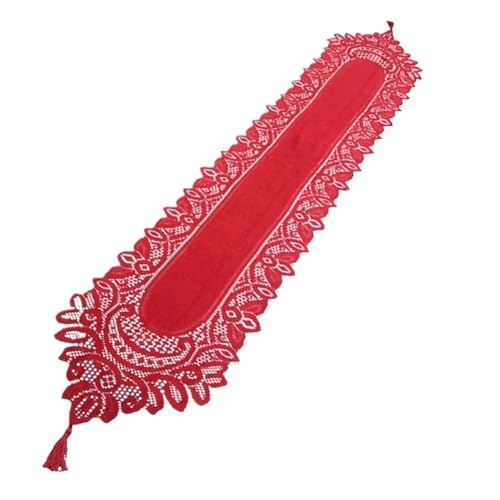 ZHAOQIN Tischläufer Modern 1PC Weihnachten Tisch Läufer Spitze Tisch Läufer Weihnachten Blume Spitze Tisch Abdeckung for Home Küche Tischdecke Hochzeit Party Versorgung(Red) von ZHAOQIN