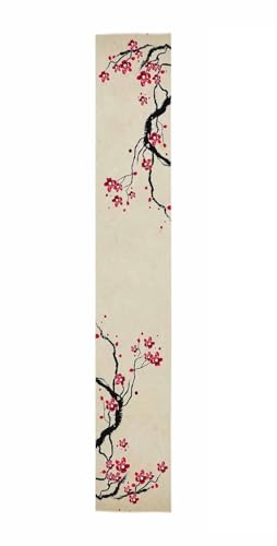 ZHAOQIN Tischläufer Modern Kirschblütenzweig Blumenstil Leinen Tischläufer Hochzeitsdeko Couchtisch Urlaub Home Ornament Abendessen Tischdecke(200x33cm 78x13inch) von ZHAOQIN