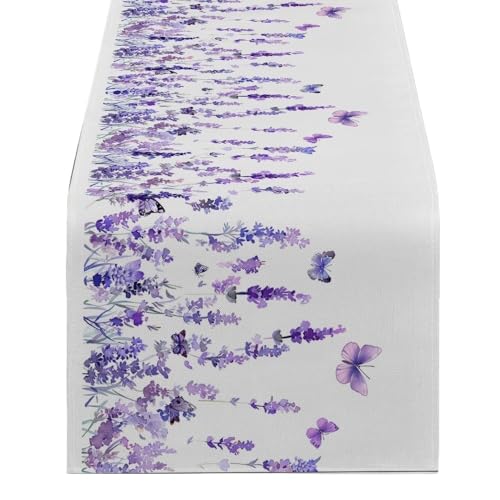ZHAOQIN Tischläufer Modern Lavendel Esstisch Läufer Dekoration for Esszimmer Schmetterling Esstisch Dekorationen Zubehör & Läufer Dekor Party(1361(2),180-33cm 70-13inch) von ZHAOQIN