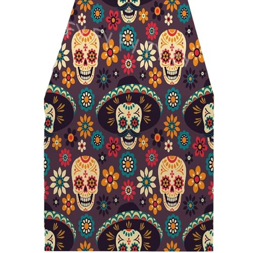 ZHAOQIN Tischläufer Modern Leinen Tischläufer Home Küche Tisch Dekoration Zucker Schädel Tischläufer Tisch Urlaub Party Favor(1,180x33cm70x13inch) von ZHAOQIN