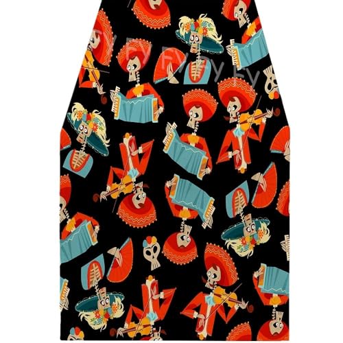 ZHAOQIN Tischläufer Modern Leinen Tischläufer Home Küche Tisch Dekoration Zucker Schädel Tischläufer Tisch Urlaub Party Favor(2,180x33cm70x13inch) von ZHAOQIN